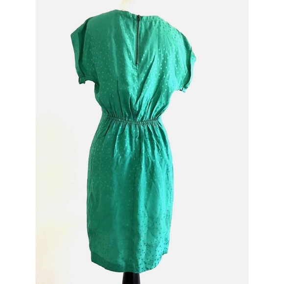 Fossil | Emily Silk Dress Size 0 Luminary Green Polka Dot Crewneck Empire Waist - Picture 3 of 12